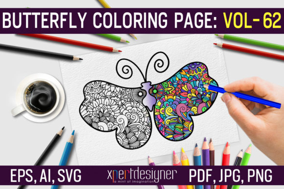 Butterfly Coloring Page for Adults 62 Review: Graphics & Amp