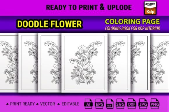 Doodle Flower Coloring Page: A Graphics Asset for Editorial Design