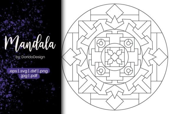 Geometric Mandala Graphics for Creative Branding and Coloring Pages