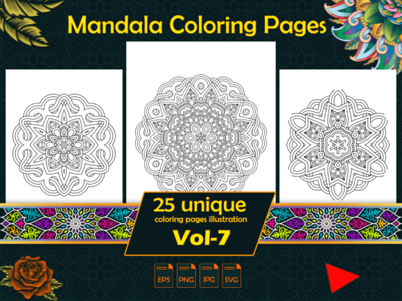 Mandala Coloring Pages Graphics for Craft & Small Business