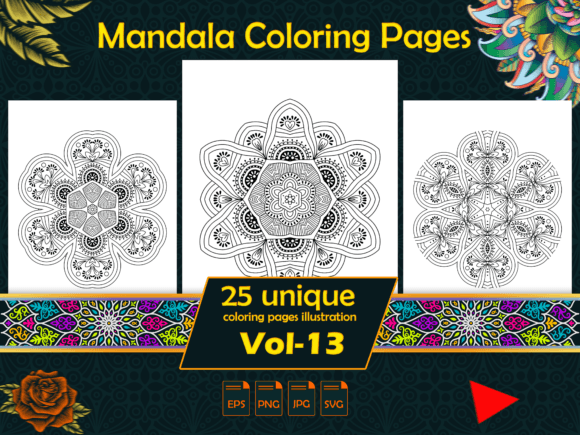 Mandala Coloring Pages Vol-13: A Graphics Asset for Creative Commerce