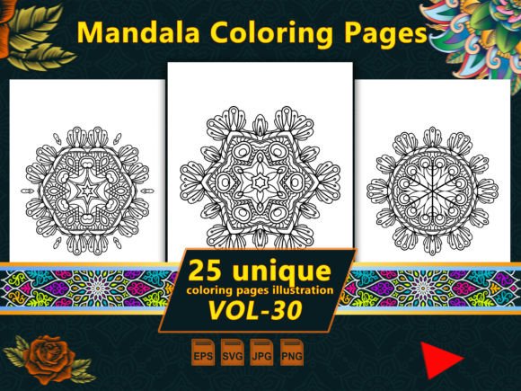 Mandala Coloring Pages Vol-30 Interiors: A Graphic Asset for Creative Branding