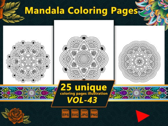 Mandala Coloring Pages Vol-43 Interiors: A Graphics Set for Crafting Depth