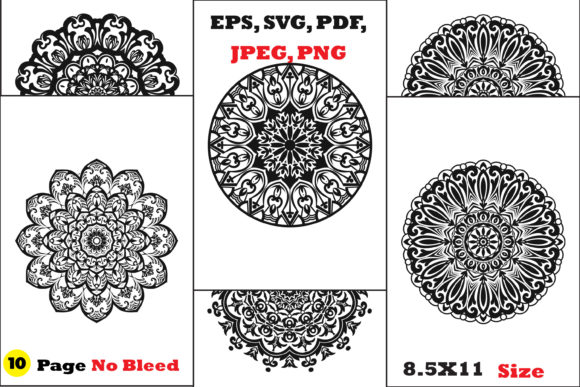 Mandala Graphics for Crafting Relaxation & Coloring Pages