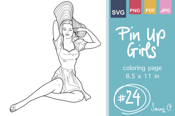 Vintage Pin-Up Girls Clip Art for Creative Graphics and Coloring Pages